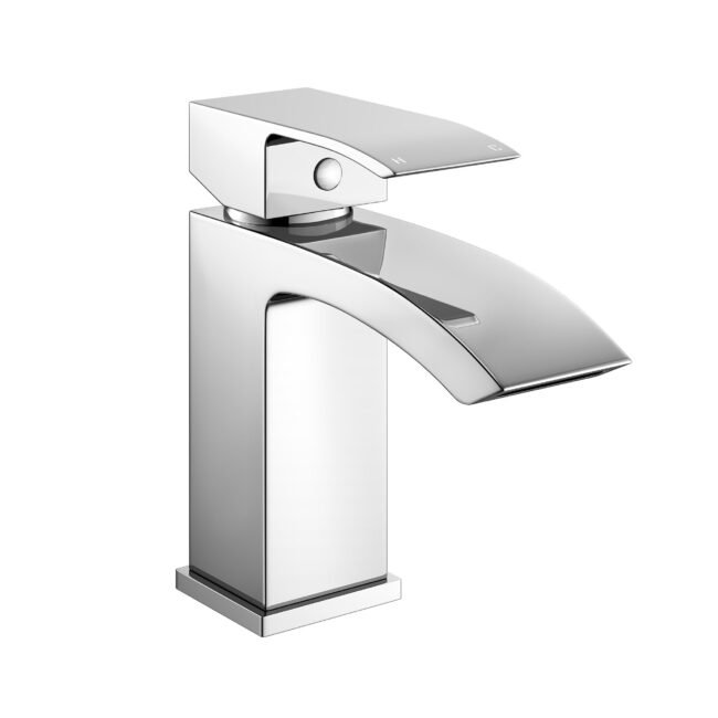 Chrome Bathroom Waterfall Bath Filler & Basin Mixer Tap Set - Image 2