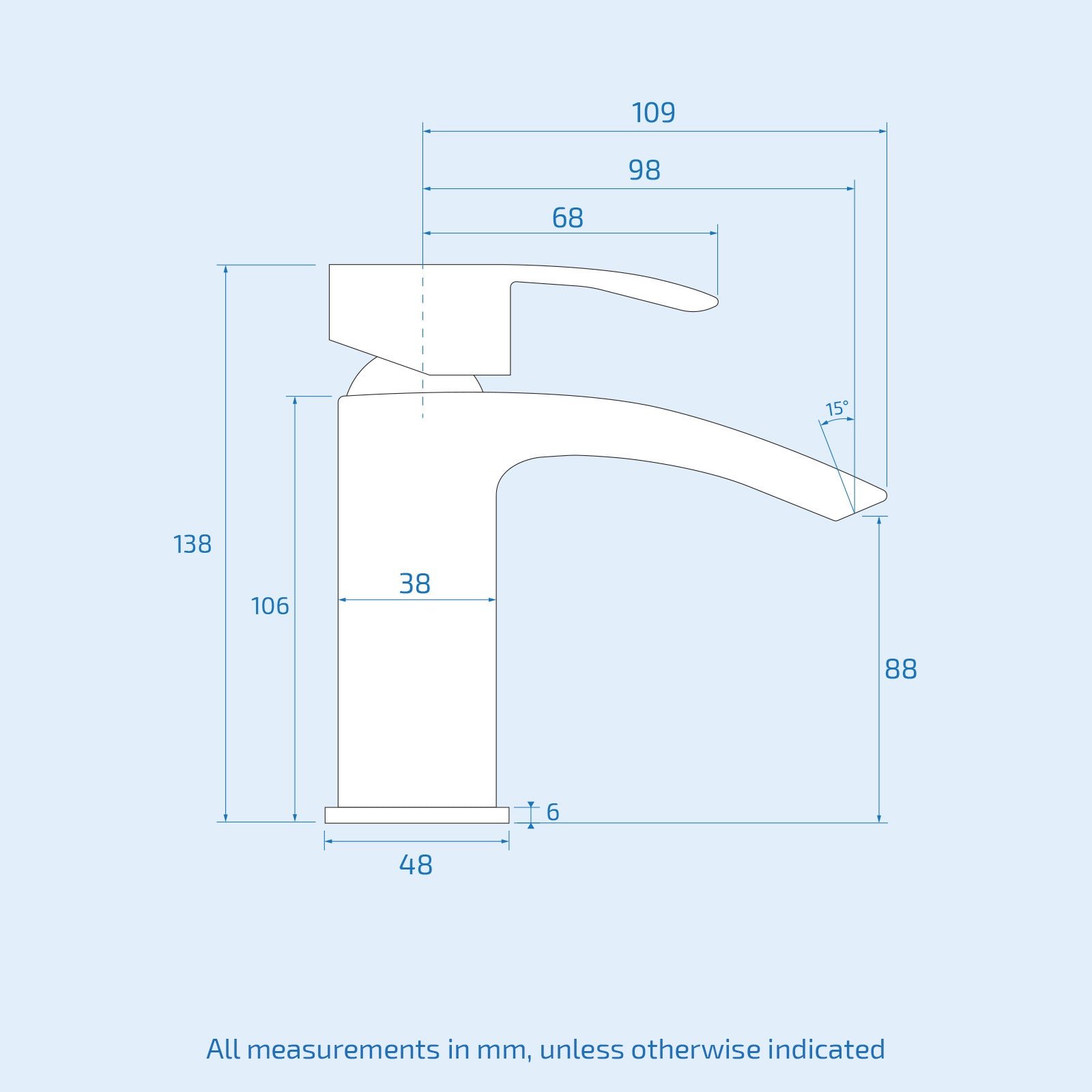 Arke Contemporary Chrome Cloakroom Basin Mono Mixer Tap - Image 7