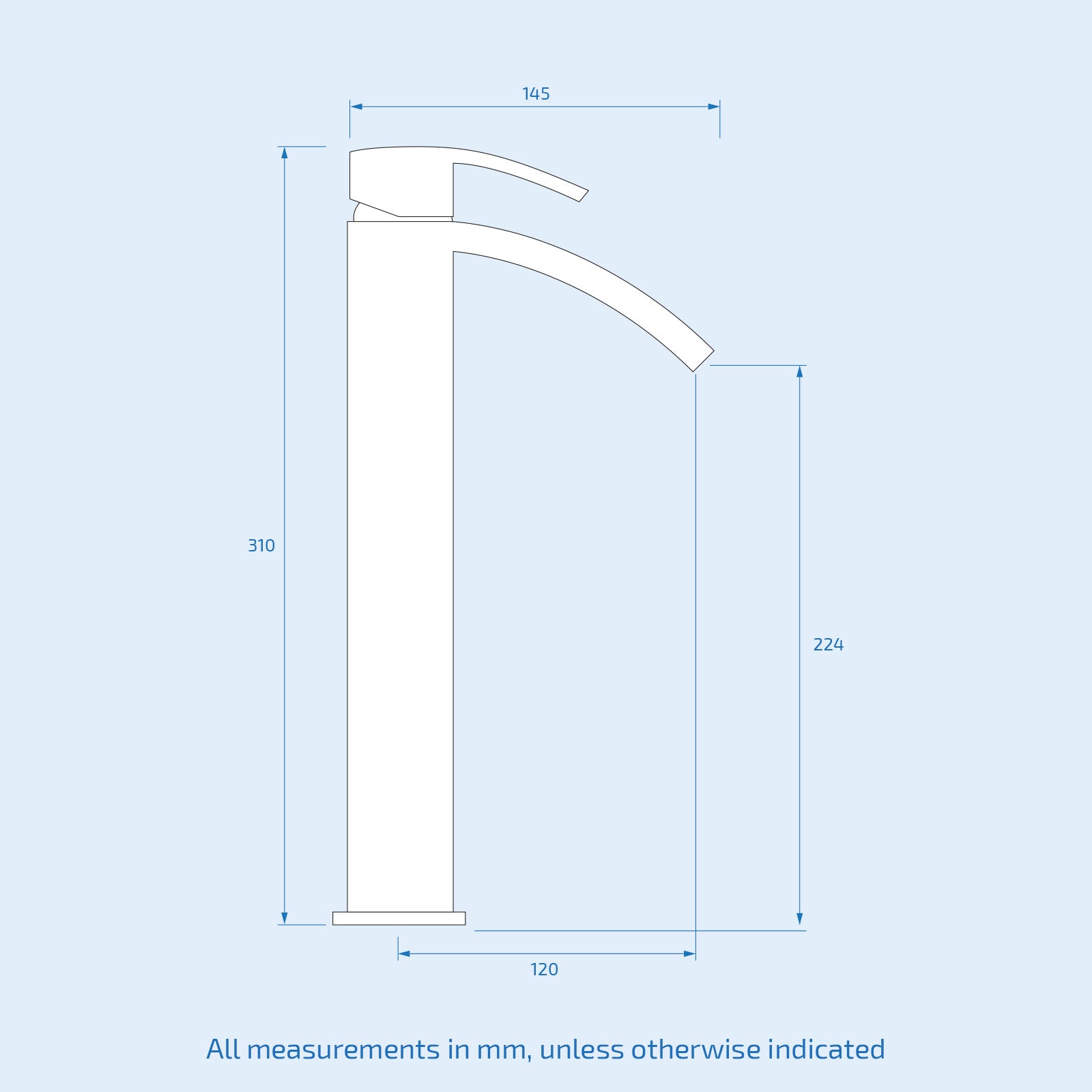 Arke Modern Extended Matte Black Design Countertop Basin Mono Mixer Tap - Image 5
