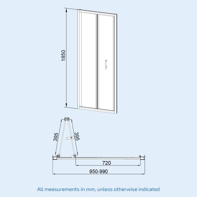 Black 1000mm Bi-fold Shower Door. 760mm Side Panel Tempered Glass - Image 6