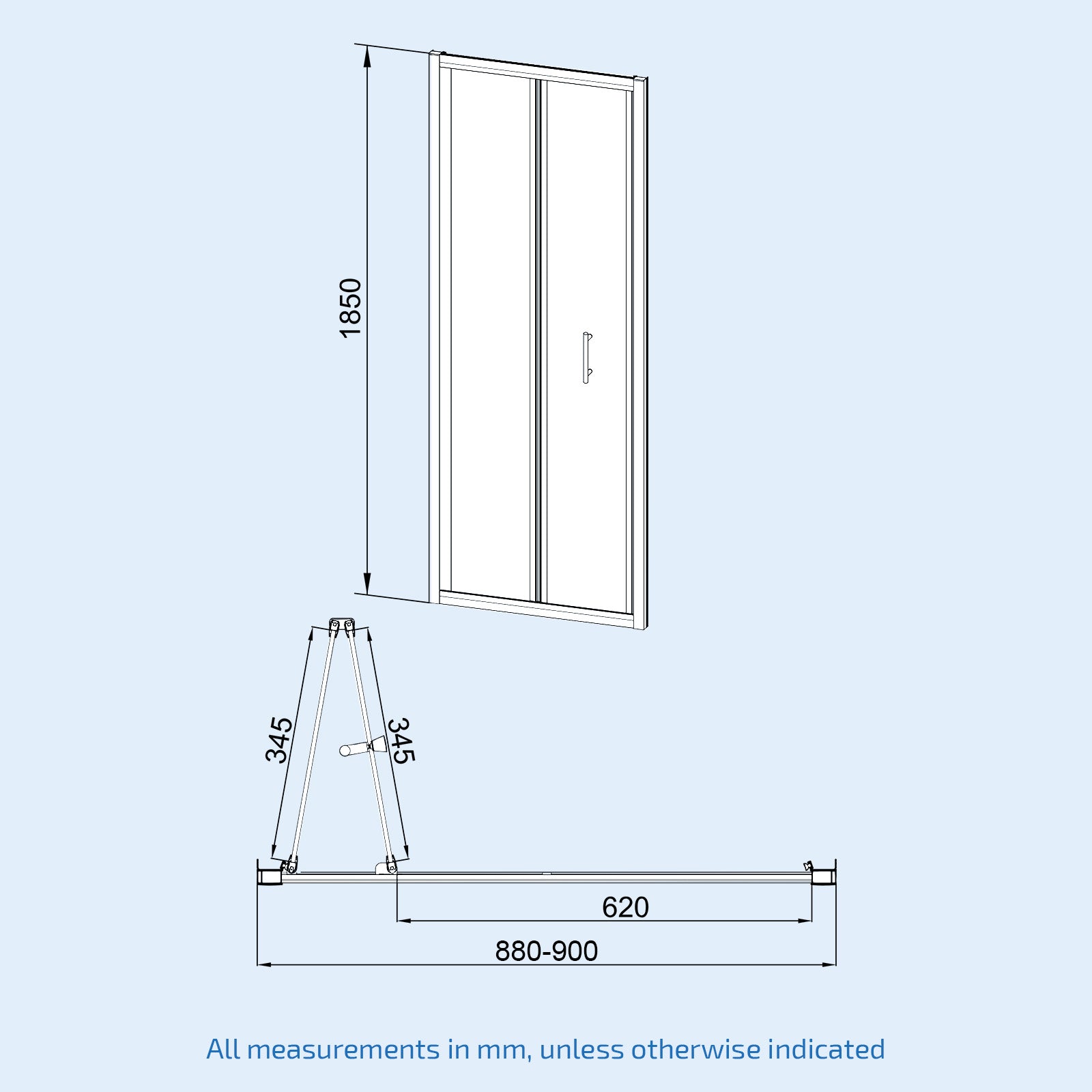 Square Shower Enclosure Suite. Bi-Fold Shower enclosure. Tray. Waste. Close Coupled Toilet - Image 4