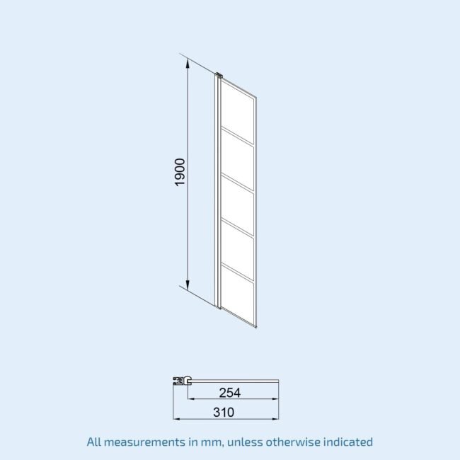 Magna Black Grid 1000mm Shower Screen 8mm Tempered Glass & 300mm Return Panel - Image 11