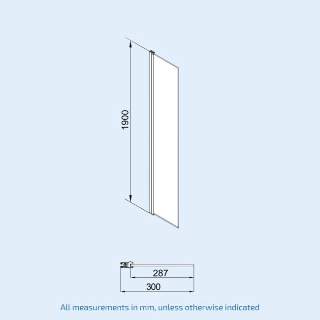 Brushed Brass 700mm Screen 8mm Tempered Glass With 300mm Flipper Panel - Image 9