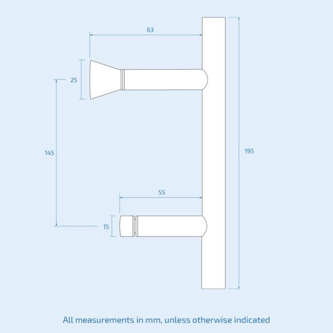 Olney Rounded Stainless Steel 195 mm Shower Door Handle Set - Image 5