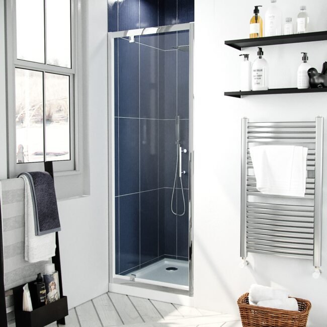 Saga 760mm Modern Pivot Shower Door Enclosure Screen Safety Glass - Image 2