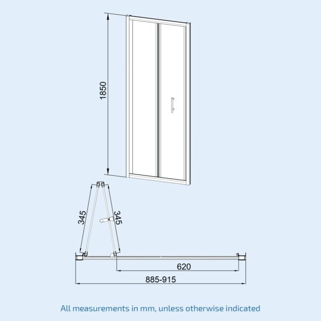 Saga 900mm Modern Pivot Shower Door Enclosure Screen Safety Glass - Image 6