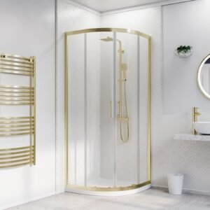 Saturn 800 x 800mm Quadrant Corner Shower Enclosure Brushed Brass