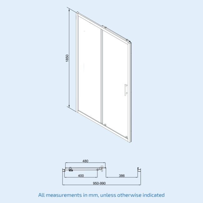 Magna Matte Black Framed Shower Enclosure Sliding Door. Frameless Glass Side Panel Screen & Tray - Image 11