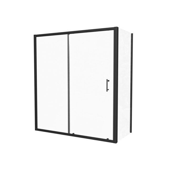 Black 1700 x 700mm Shower Enclosure Sliding Door & Glass Side Panel - Image 7