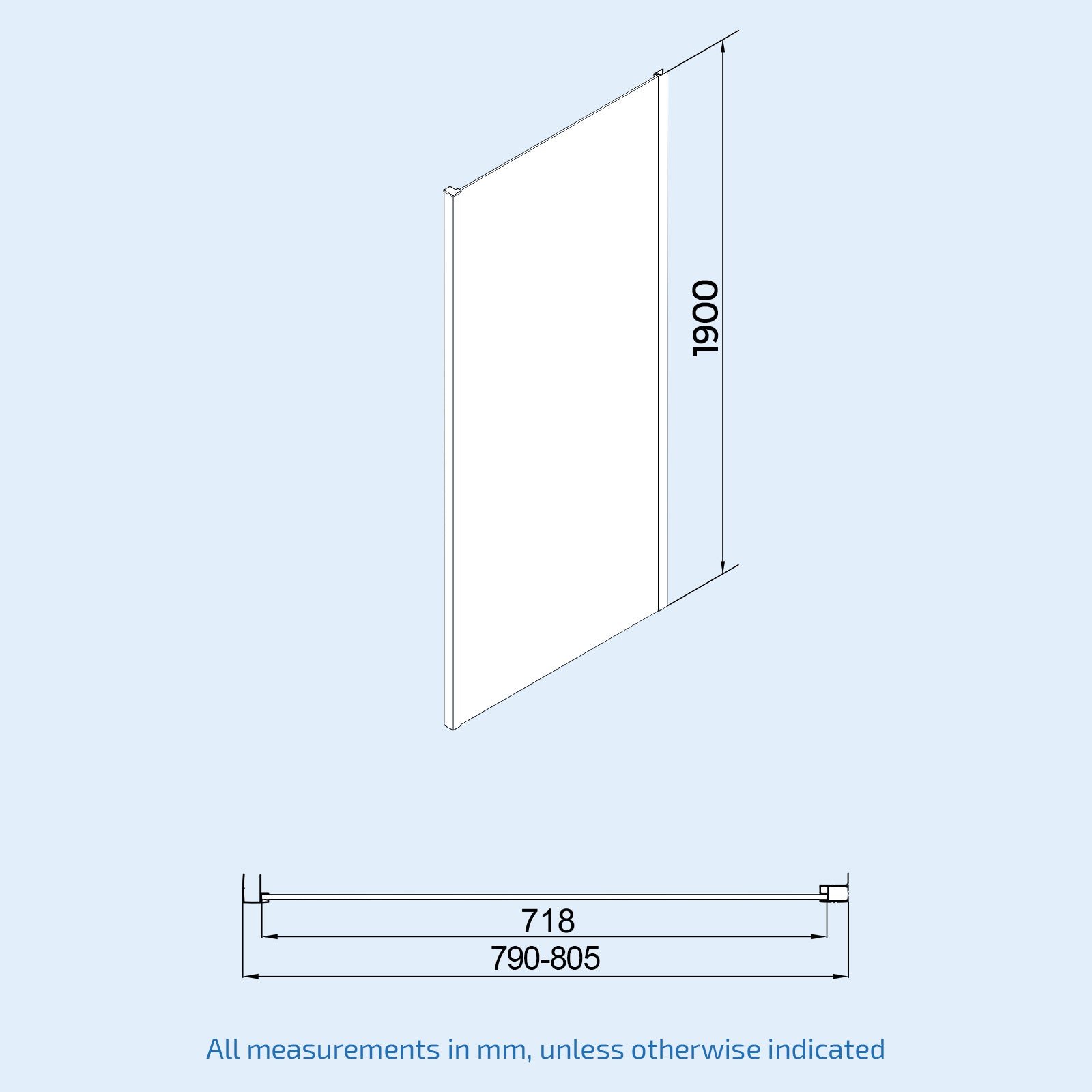Saga Frameless Sliding Door 1200mm & Side Panel 800mm Shower Enclosure - Image 7