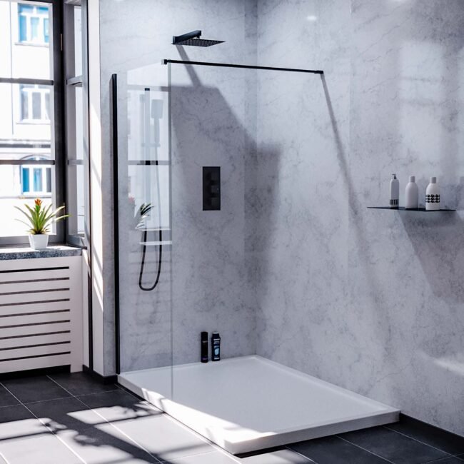 Samoa Wet Room Screen & Support Bar Matte Black - Image 3