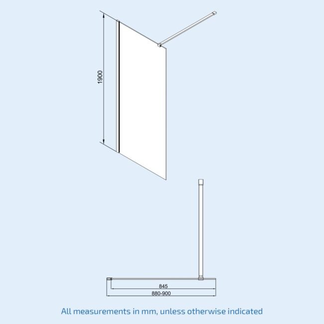 Samoa Wet Room Screen & Support Bar Matte Black - Image 11