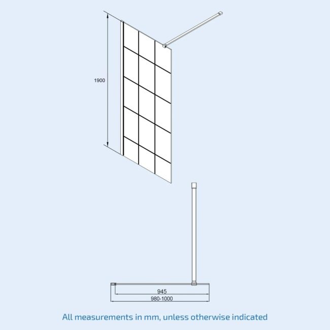 Stanley Black Grid 8mm Framed Walk-In Shower Enclosure with Support Bar - Image 8