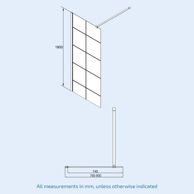 Stanley Black Grid 8mm Framed Walk-In Shower Enclosure with Support Bar - Image 6