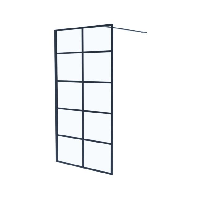 Stanley Black Grid 8mm Framed Walk-In Shower Enclosure with Support Bar - Image 3