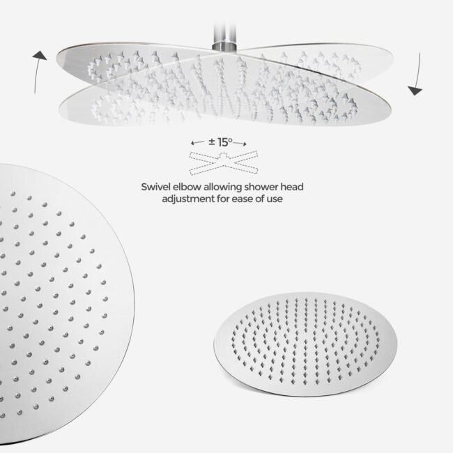 Lily Ultra Thin 2 Dial 1 Way Concealed Thermostatic Shower Mixer And 300 Mm Overhead Shower Head - Image 2