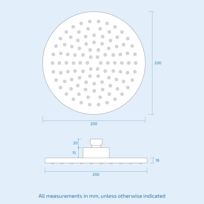 Lily 2 Dial 1 Way Round Concealed Thermostatic Mixer Valve & 200mm Round Shower Head Chrome - Image 8