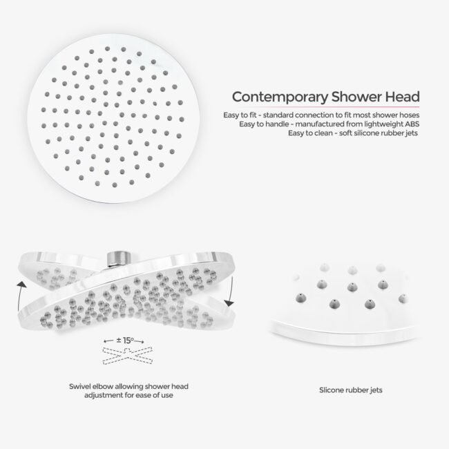 Lily 2 Dial 1 Way Round Concealed Thermostatic Mixer Valve & 200mm Round Shower Head Chrome - Image 4