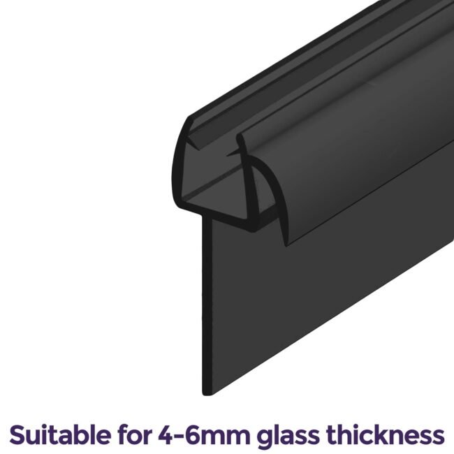 750 mm Glass Shower Door Rubber Seal Strip Gap 6 mm Black - Image 2