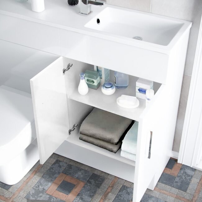 James White 1000mm Freestanding Slimline Vanity Basin WC Unit & BTW Toilet - Image 6
