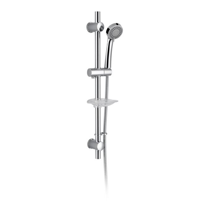 Round Chrome Concealed Shower Mixer Valve. Slider Rail Kit with Handset & Elbow - Image 5