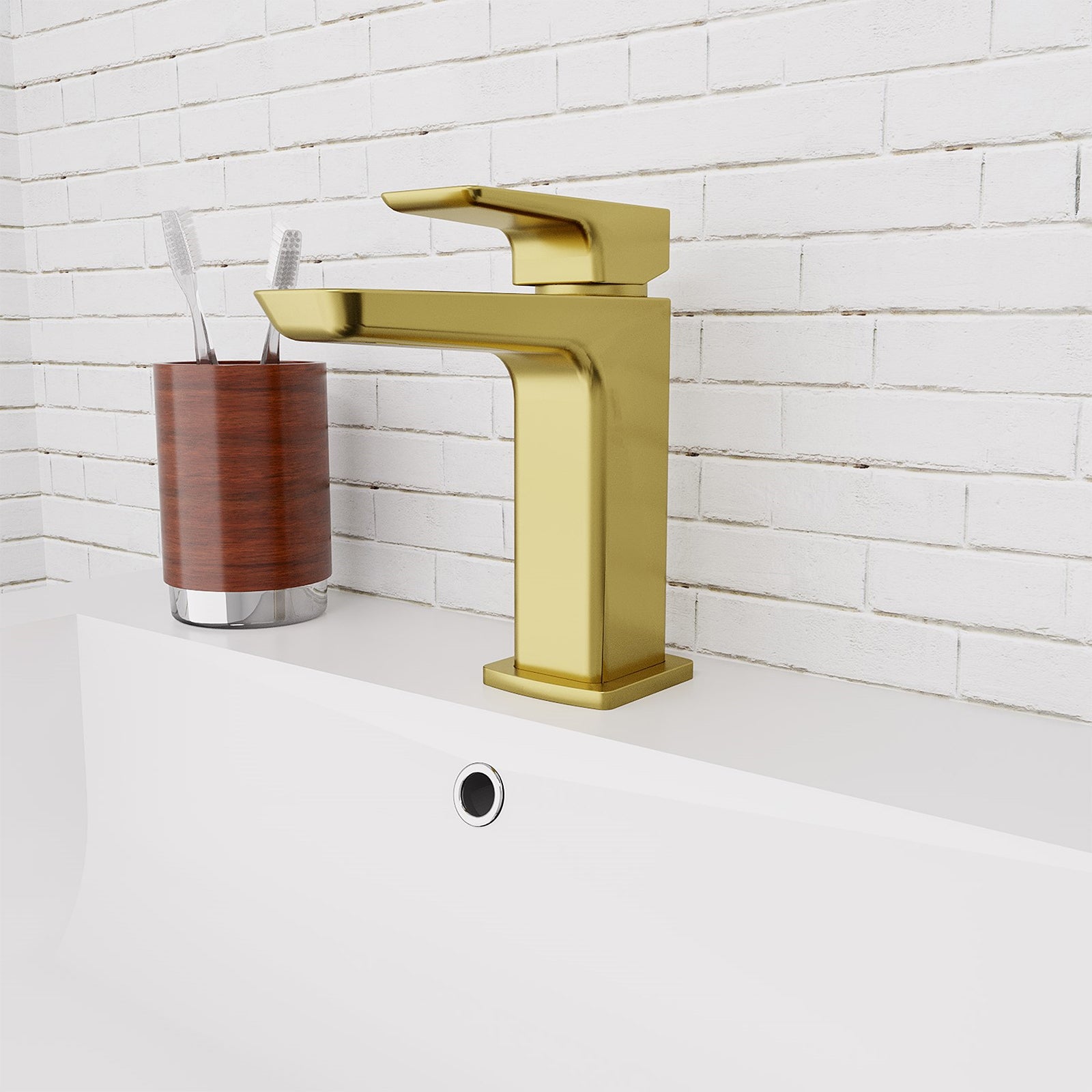 Astra Brushed Brass Square Basin Mono Mixer Tap - Image 5