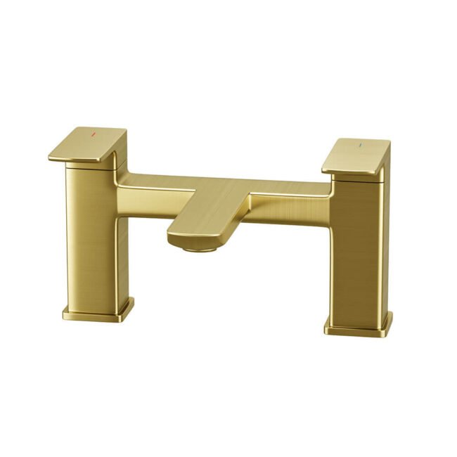 Astra  Square Gold Brushed Brass Bathroom Square Deck Mounted Bath Filler Tap - Image 5