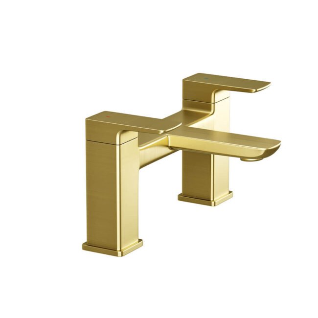Astra  Square Gold Brushed Brass Bathroom Square Deck Mounted Bath Filler Tap - Image 7