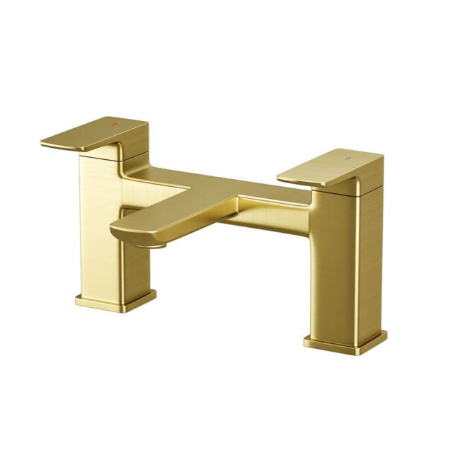 Astra  Square Gold Brushed Brass Bathroom Square Deck Mounted Bath Filler Tap - Image 4