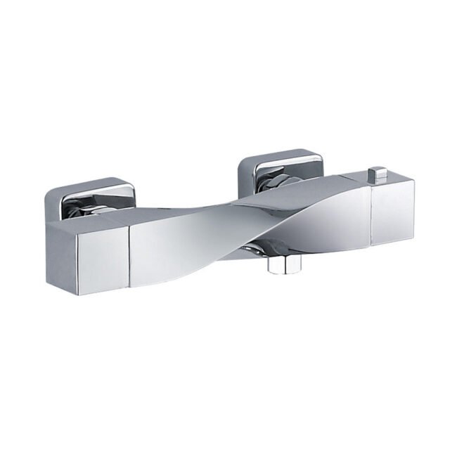 Warp Twisted Exposed Wall Mounted Thermostatic Shower Mixer Chrome - Image 3