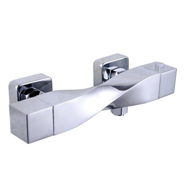 Warp Twisted Exposed Wall Mounted Thermostatic Shower Mixer Chrome - Image 2
