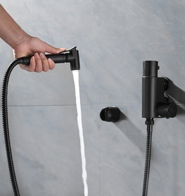 Modern Matte Black Bidet Douche Mini Thermostatic Bar Valve And Spray Kit - Image 3