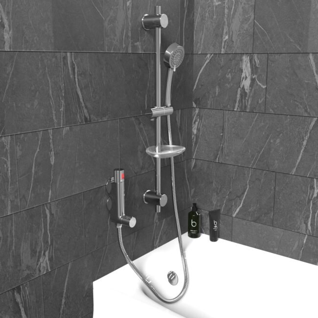 Vertical Thermostatic Shower Mixer Valve & Slider Rail. Handset & Hose Set - Image 3