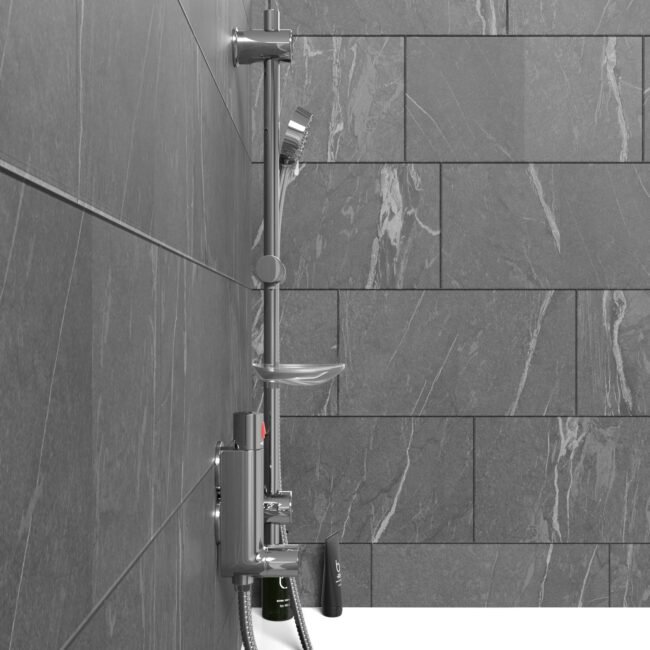 Vertical Thermostatic Shower Mixer Valve & Slider Rail. Handset & Hose Set - Image 4