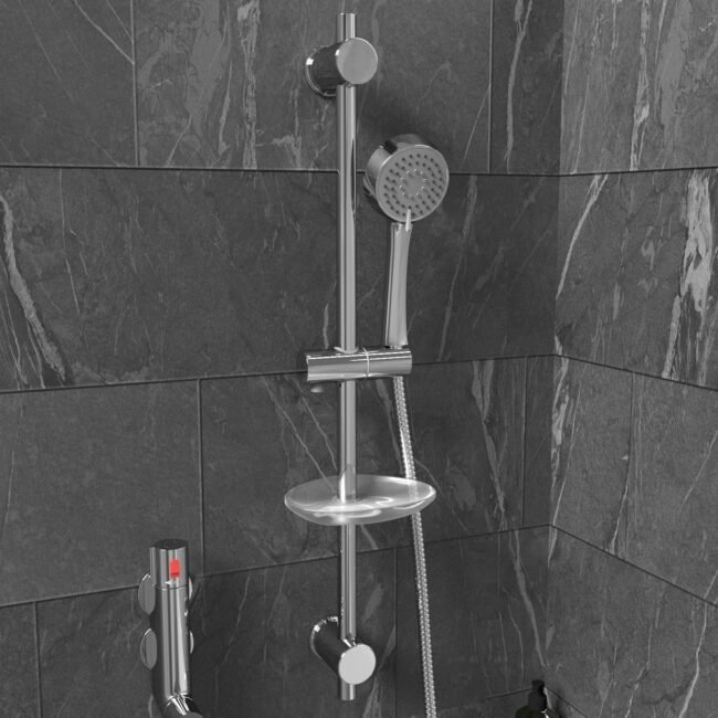 Vertical Thermostatic Shower Mixer Valve & Slider Rail. Handset & Hose Set - Image 5
