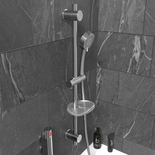 Vertical Thermostatic Shower Mixer Valve & Slider Rail. Handset & Hose Set - Image 6