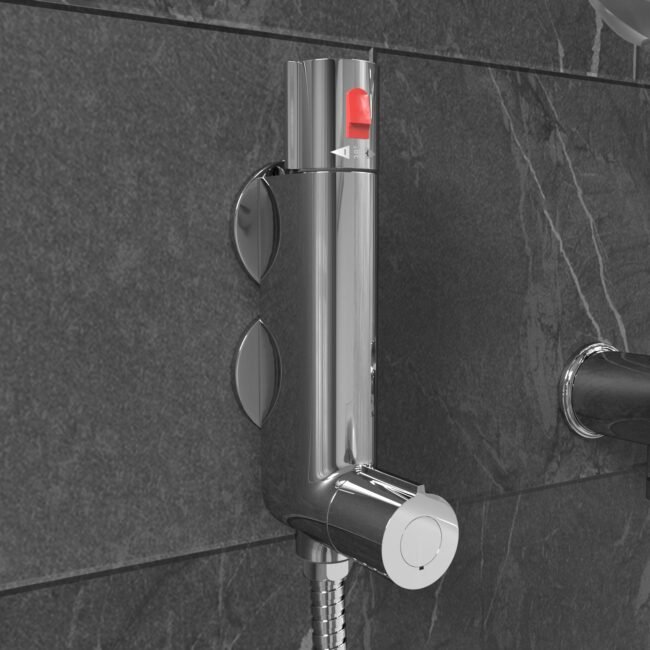 Vertical Thermostatic Shower Mixer Valve & Slider Rail. Handset & Hose Set - Image 7