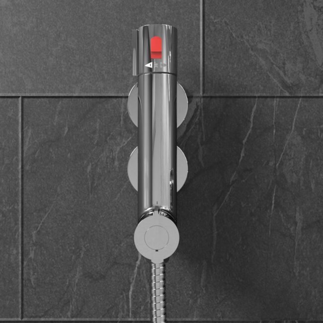 Vertical Thermostatic Shower Mixer Valve & Slider Rail. Handset & Hose Set - Image 8
