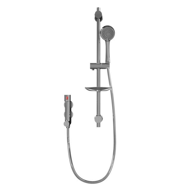 Vertical Thermostatic Shower Mixer Valve & Slider Rail. Handset & Hose Set - Image 9