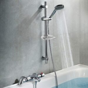 Bexley Thermostatic Deck Mounted Valve Bath Shower Mixer Riser Kit / 3 Mode Handset