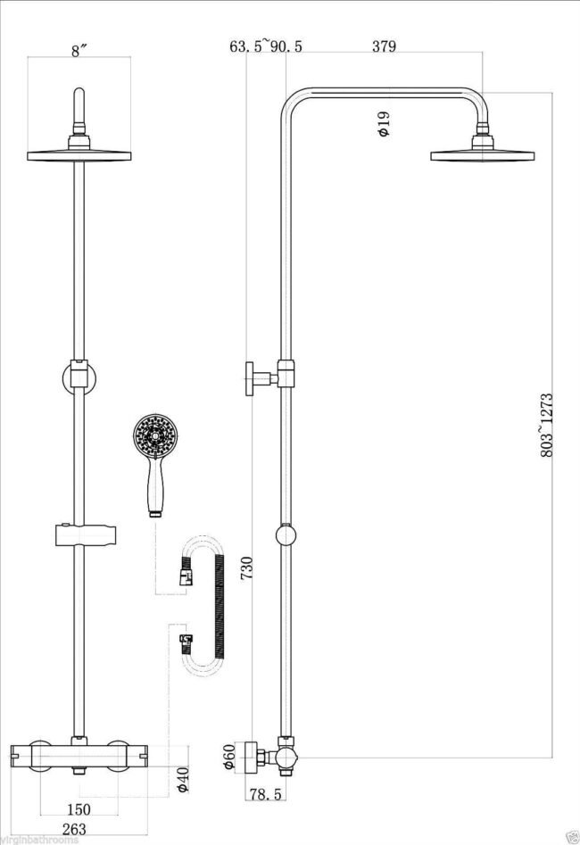 Modern Round Thermostatic Wall Mounted Dual Control Riser Shower Mixer - Image 7