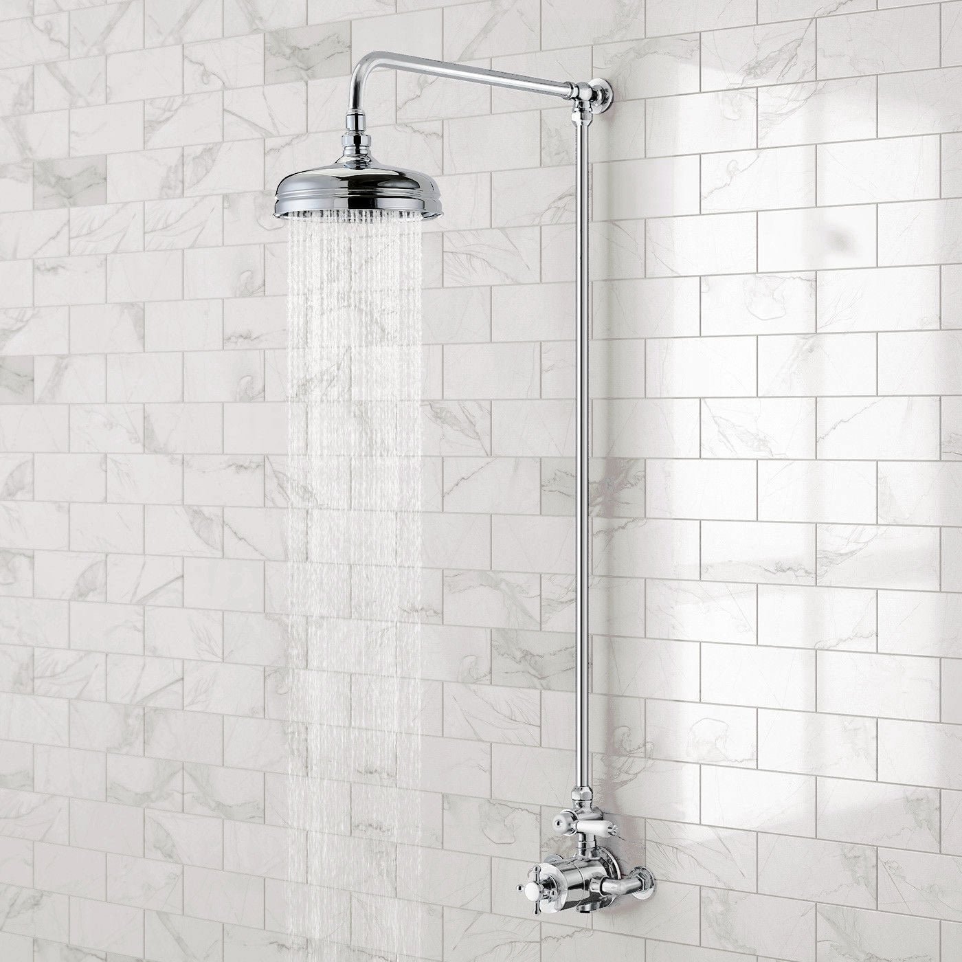 Tenix One Way 8 Traditional Thermostatic Shower Valve With Brass Slider Rail