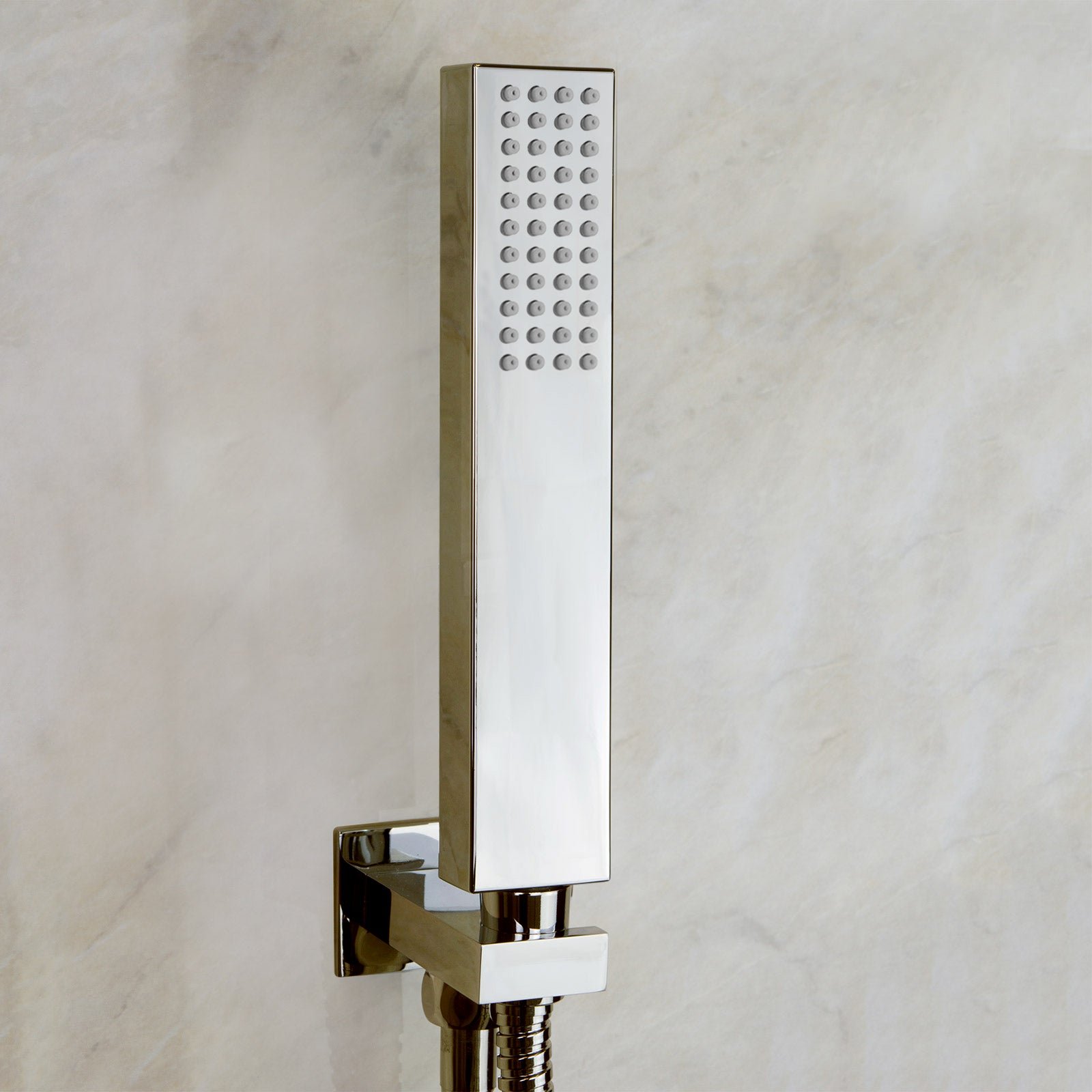 Stanmore Chrome Rectangular Shower Handset Kit & 1.5m Hose. Adjustable Bracket