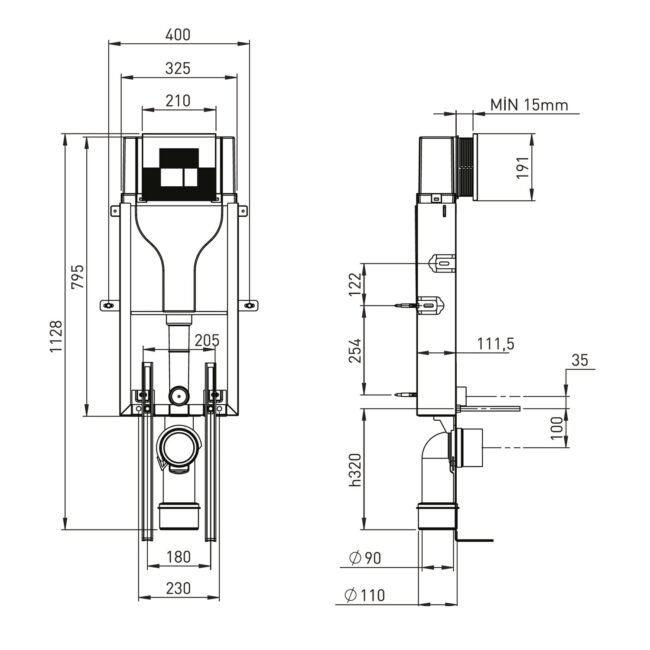 Square Wall Hung Toilet Pan with Soft Close Seat & Wall Frame System - Image 9