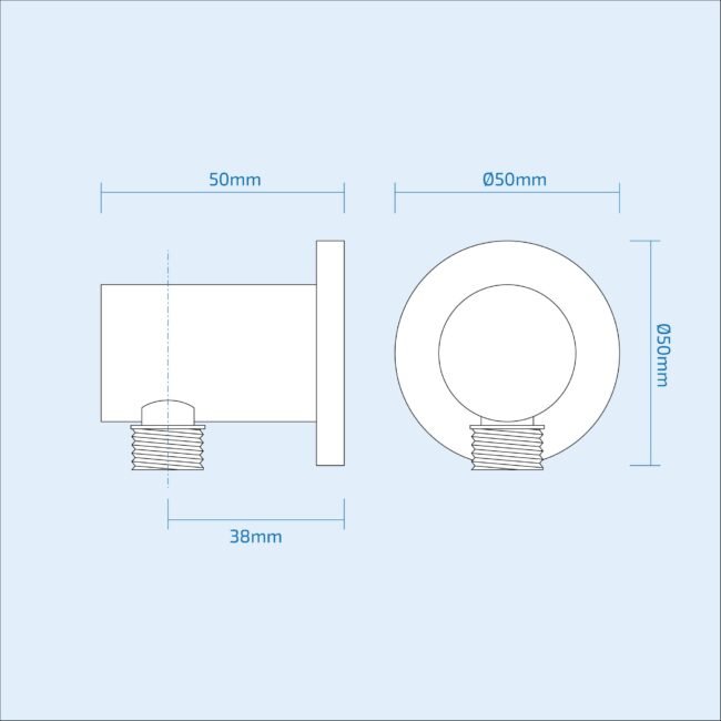Round Chrome Concealed Shower Mixer Valve. Slider Rail Kit with Handset & Elbow - Image 12