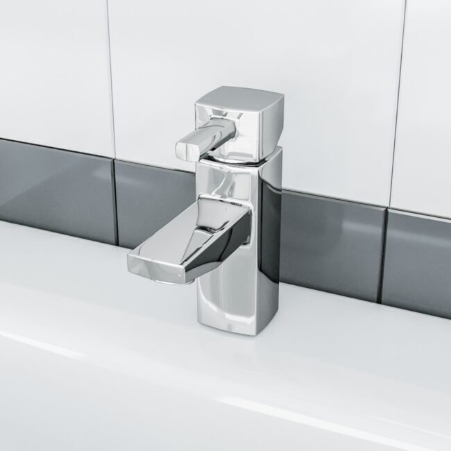 Boston Bathroom Basin Sink Mono Mixer Tap Chrome Solid Brass Ceramic Discs - Image 2