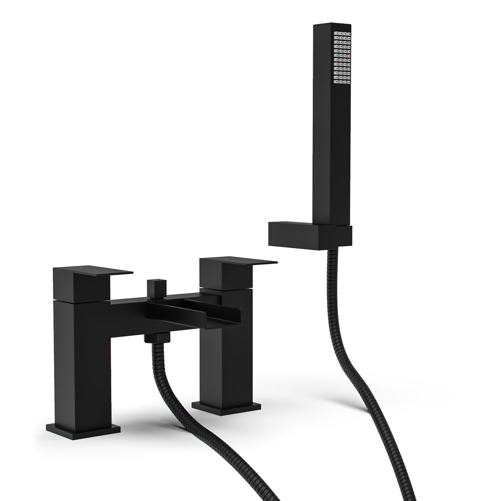 Ozone Contemporary Matte Black Waterfall Bath Shower Mixer Tap With Handset Kit - Image 5