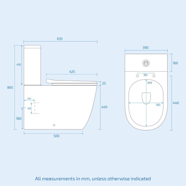 Afern 500mm Vanity Basin Unit & Rimless Close Coupled Toilet Grey - Image 11