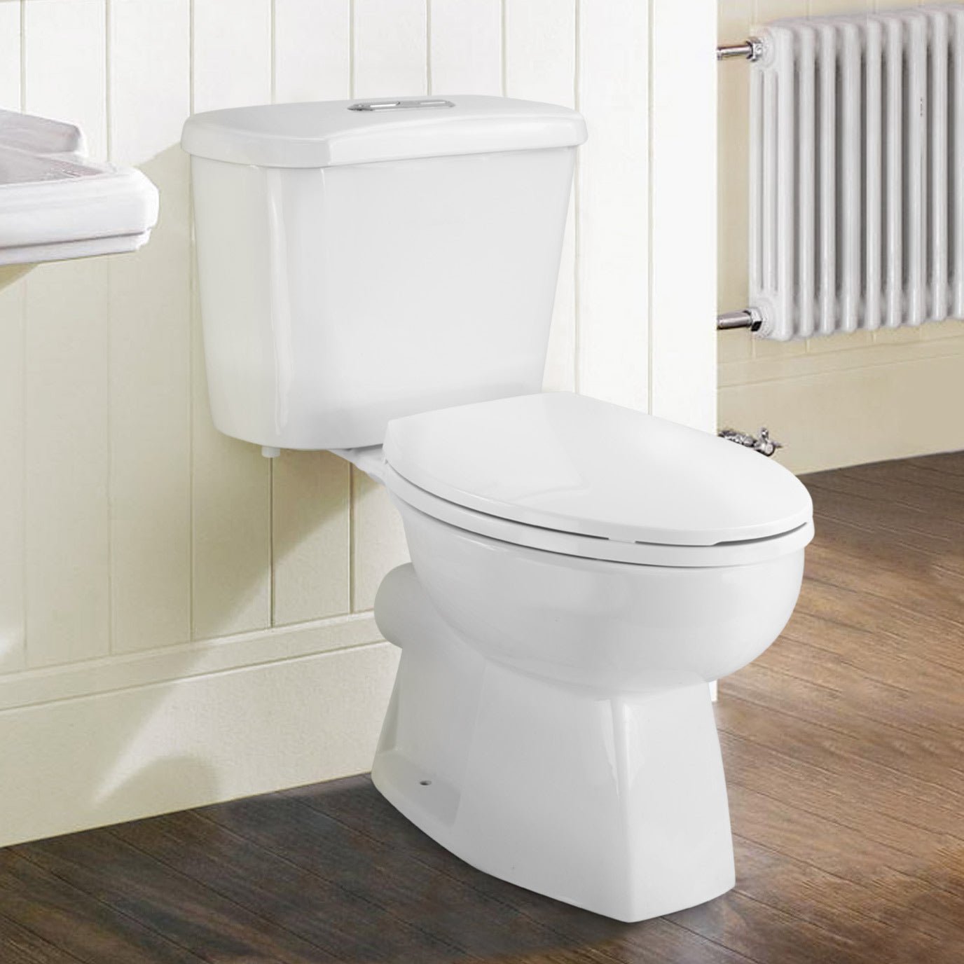 Senore White 1700mm P-Shaped Bath and Screen Basin Flat Pack Vanity Unit Close Coupled Toilet Mono and Shower Mixer Taps & Wastes - Image 6