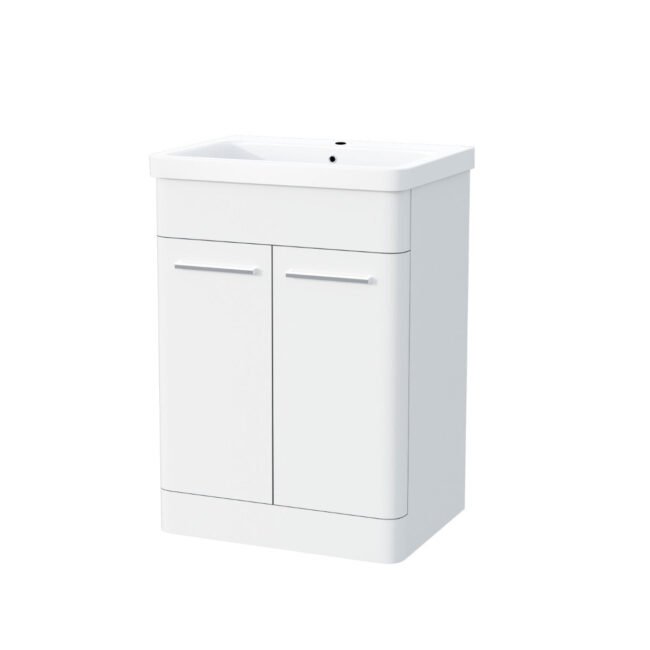 Afern 600mm Vanity Unit Cabinet and Wash Basin White - Image 7